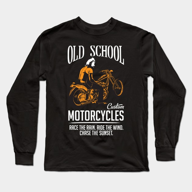 Old school motorcycle bike gift Long Sleeve T-Shirt by LutzDEsign